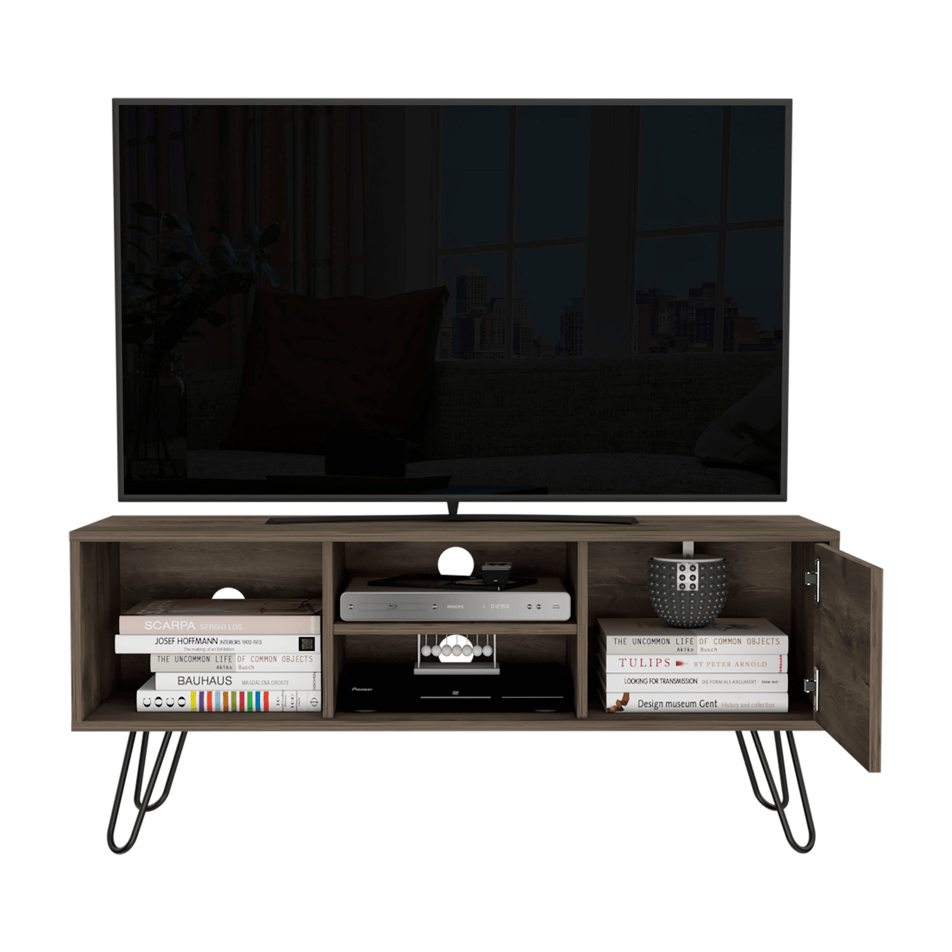 Mesa Para Tv Rony, Nogal, con Espacio Para Televisor de Hasta 50 Pulgadas ZF - VIRTUAL MUEBLES