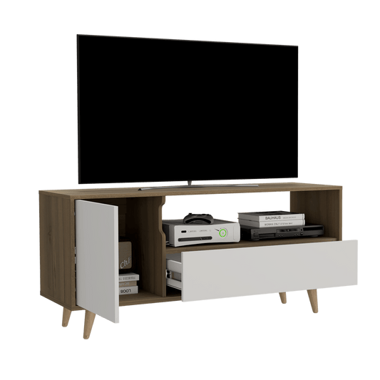 Mesa para TV Tarawa color Moca y Blanco para Sala.