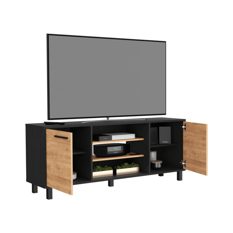 Mesa Para Tv Wesley, Wengue y Miel, con Espacio Para Televisor de 65 Pulgadas ZF - VIRTUAL MUEBLES