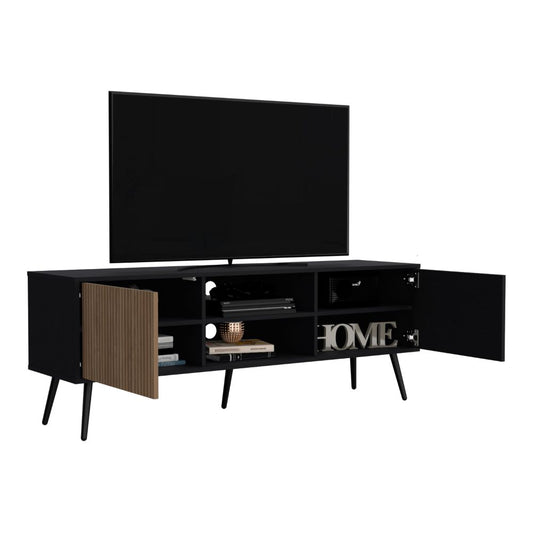 Mesa Para TV Mirabella, Wengue y Lenno, Con dos puertas para tv 65"