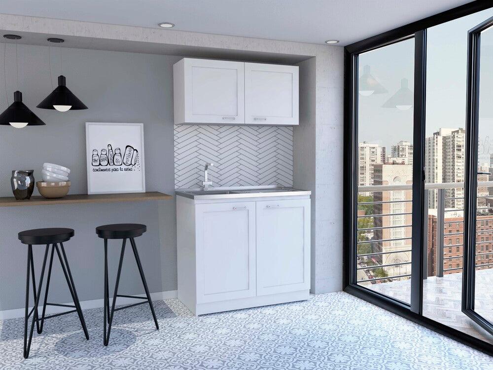 Cocina Integral Toronto, Blanco, Incluye Mesón Izquierdo - VIRTUAL MUEBLES