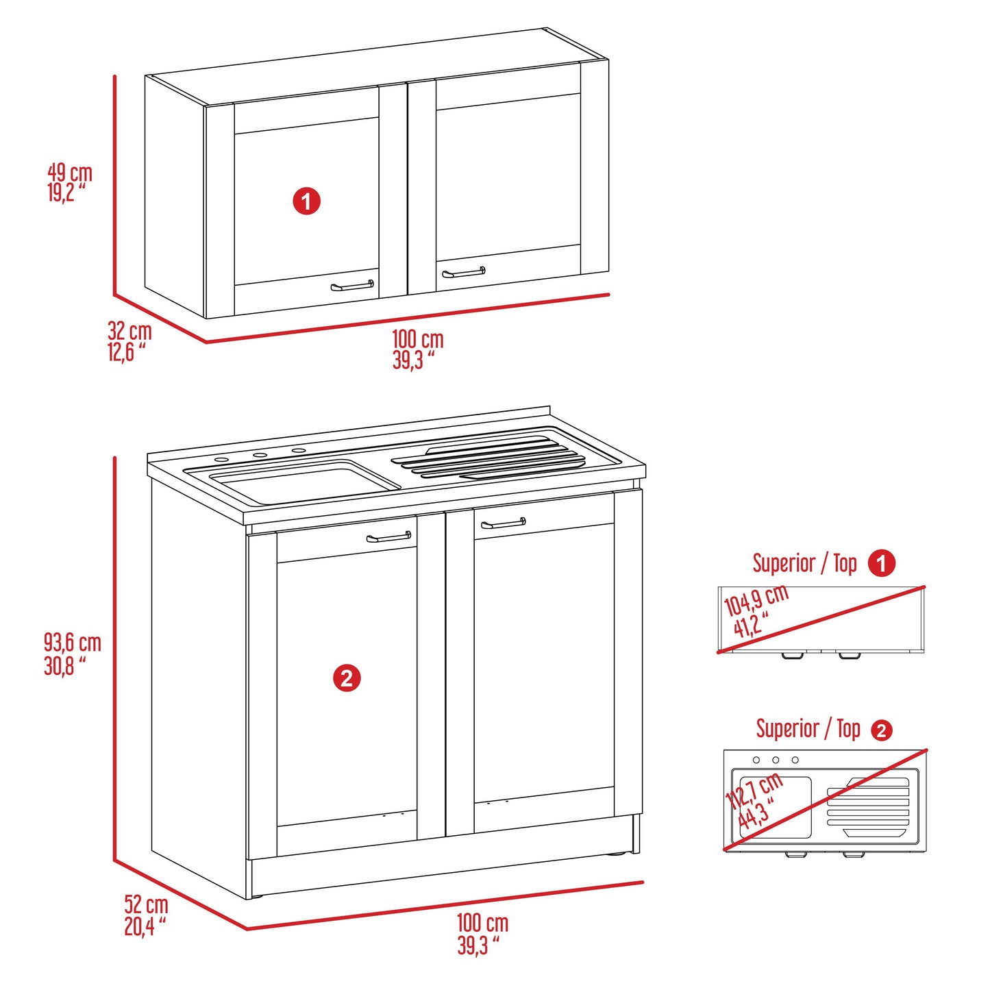 Cocina Integral Toronto, Blanco, Incluye Mesón Izquierdo - VIRTUAL MUEBLES