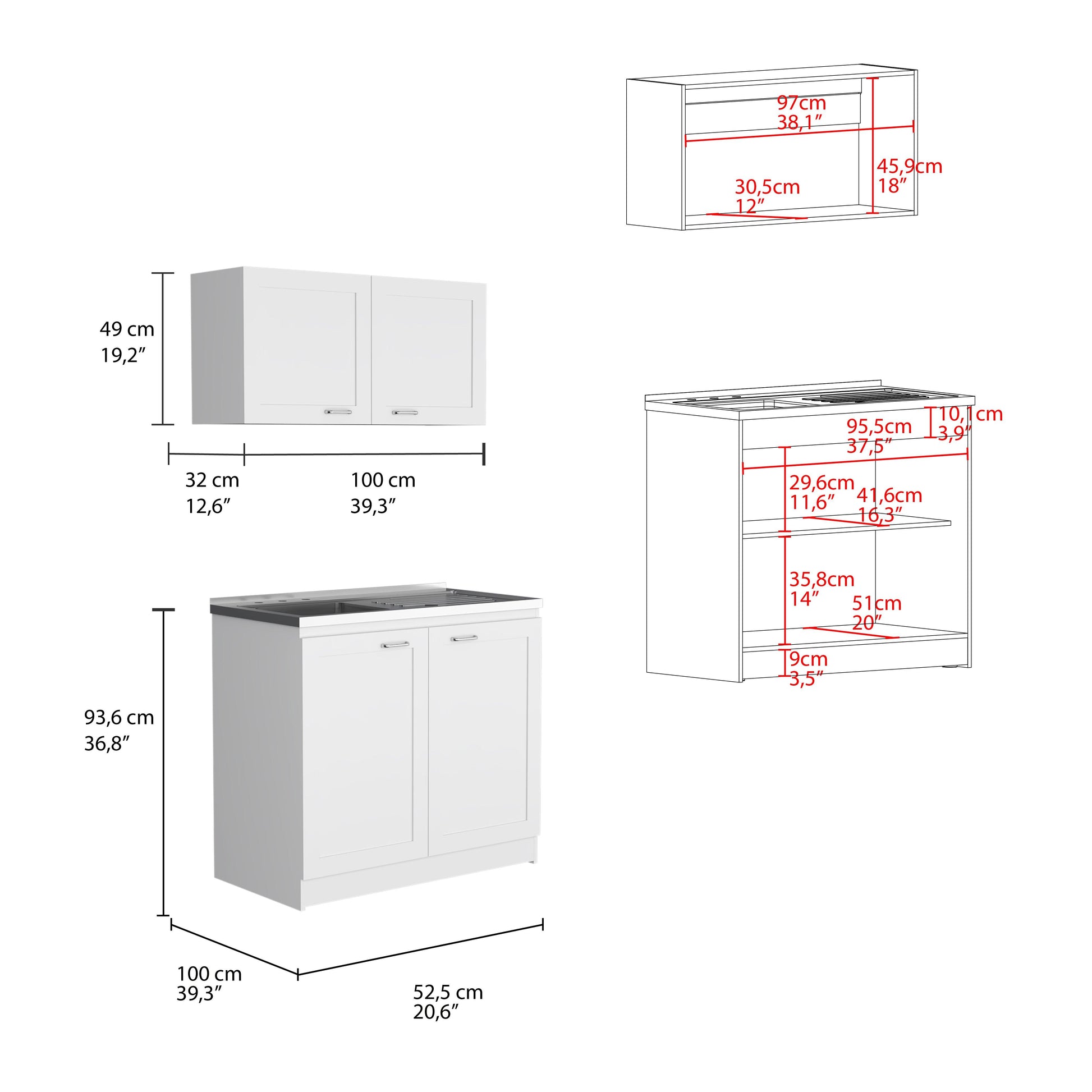 Cocina Integral Toronto, Blanco, Incluye Mesón Izquierdo - VIRTUAL MUEBLES