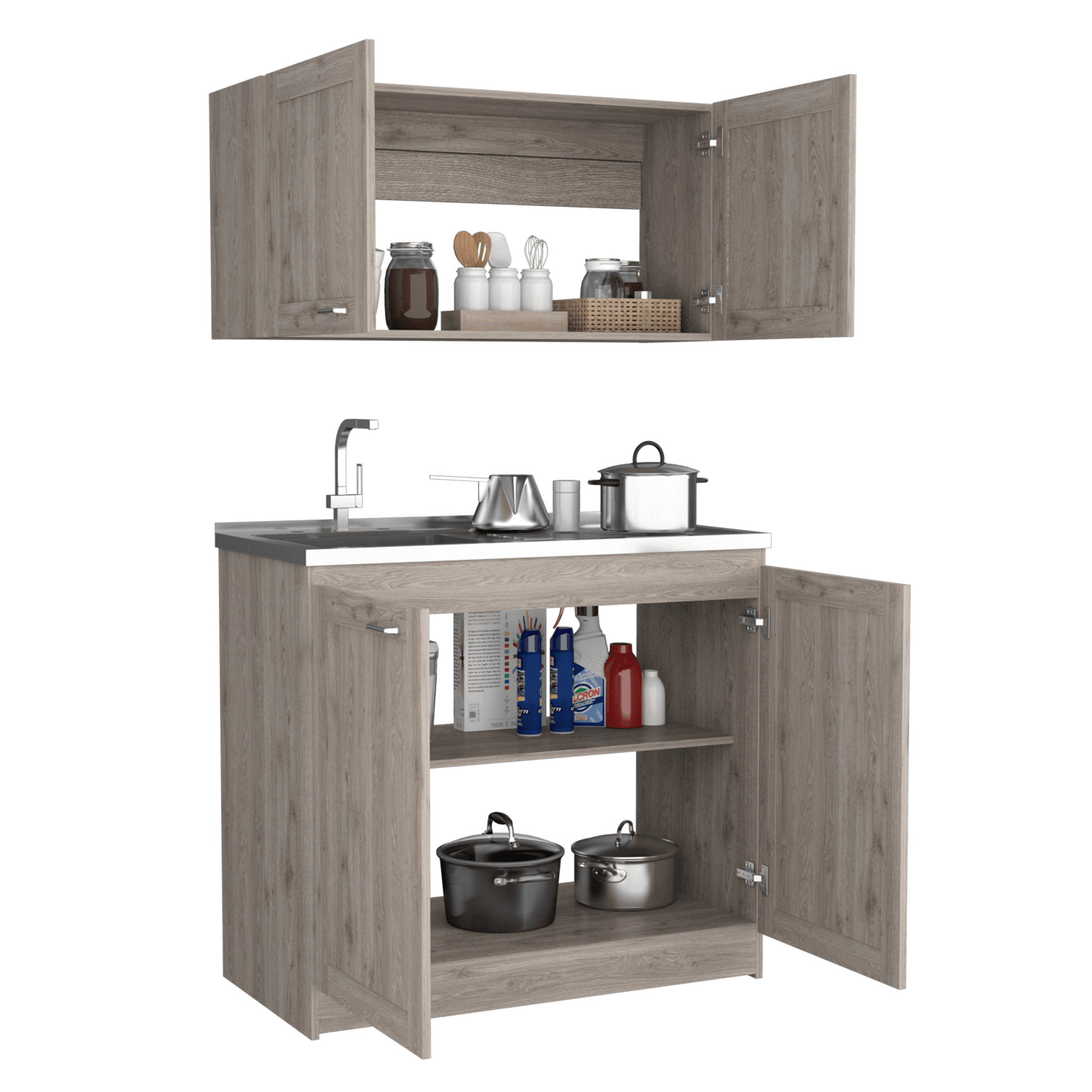 Cocina Integral Toronto, Humo, Incluye Mesón Izquierdo ZF - VIRTUAL MUEBLES