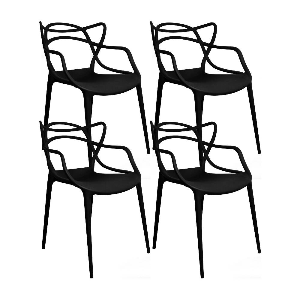 Kit por 4 Silla Solna Para Sala Comedor Jardín - Negro