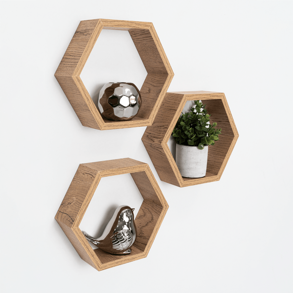 Set de Repisas Hexagonal Hades, Beige, X 3 Unidades - VIRTUAL MUEBLES