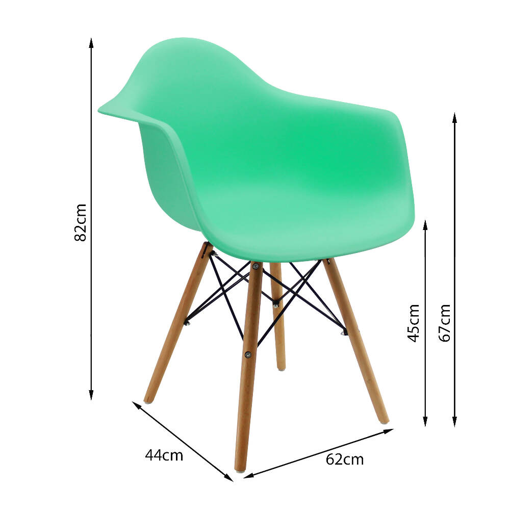 Silla Eames Con Brazos Patas en Madera - Verde Menta