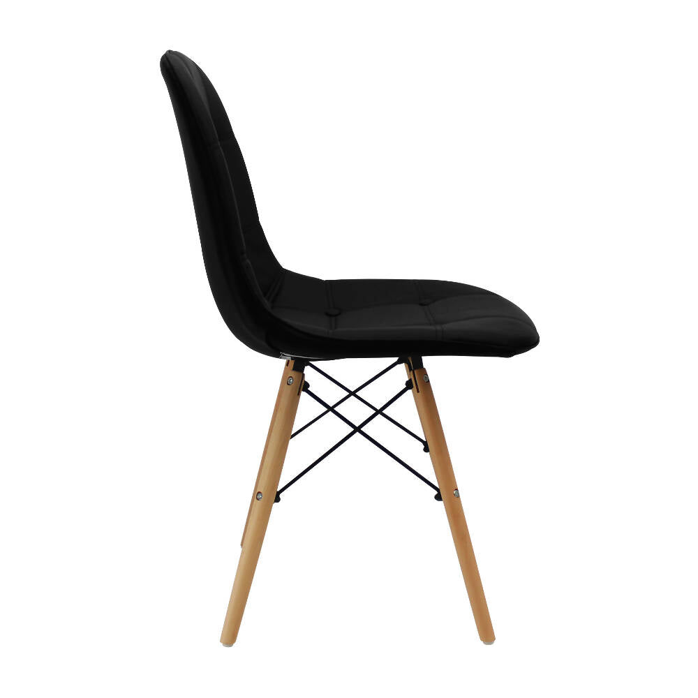 Silla Botones Eames Acolchada - Negra