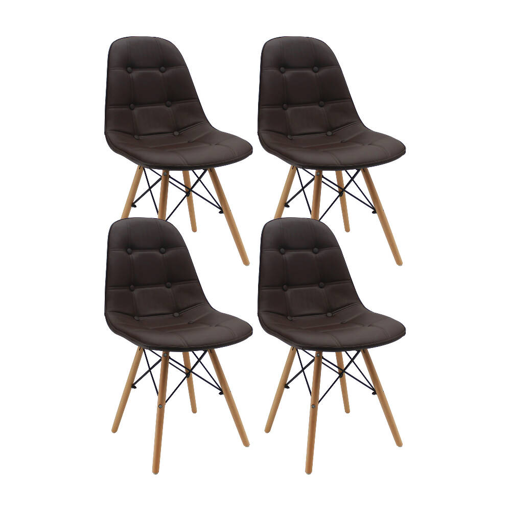 Kit por 4 Silla Botones Eames Acolchada - Café