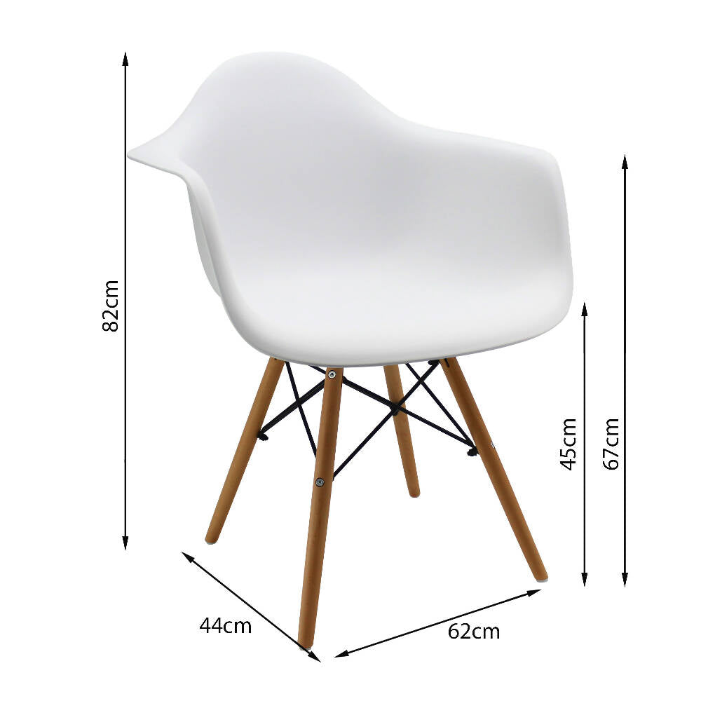 Silla Eames Con Brazos Patas en Madera - Blanca