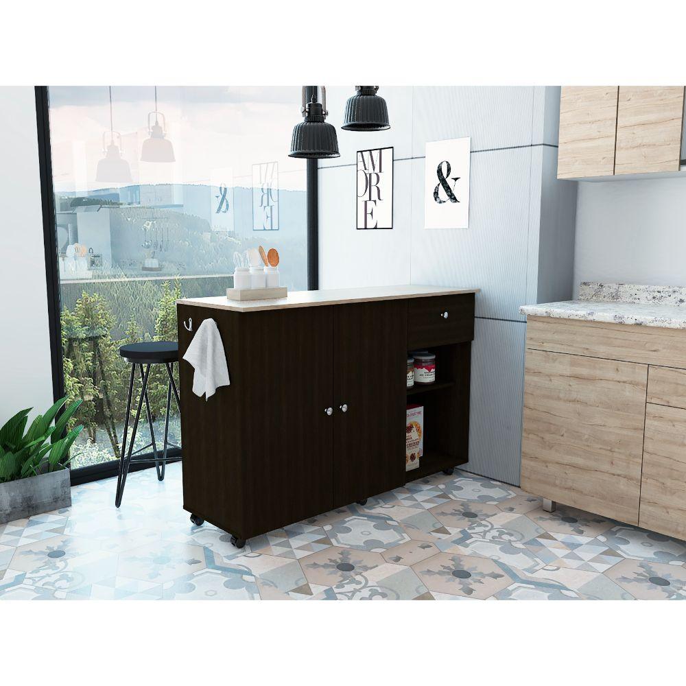 Barra de Cocina Victory color Wengue y Café Claro para Cocina.