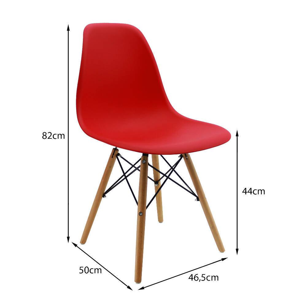 Kit por 4 sillas Eames Patas En Madera para comedor, sala, restaurante - Roja - VIRTUAL MUEBLES