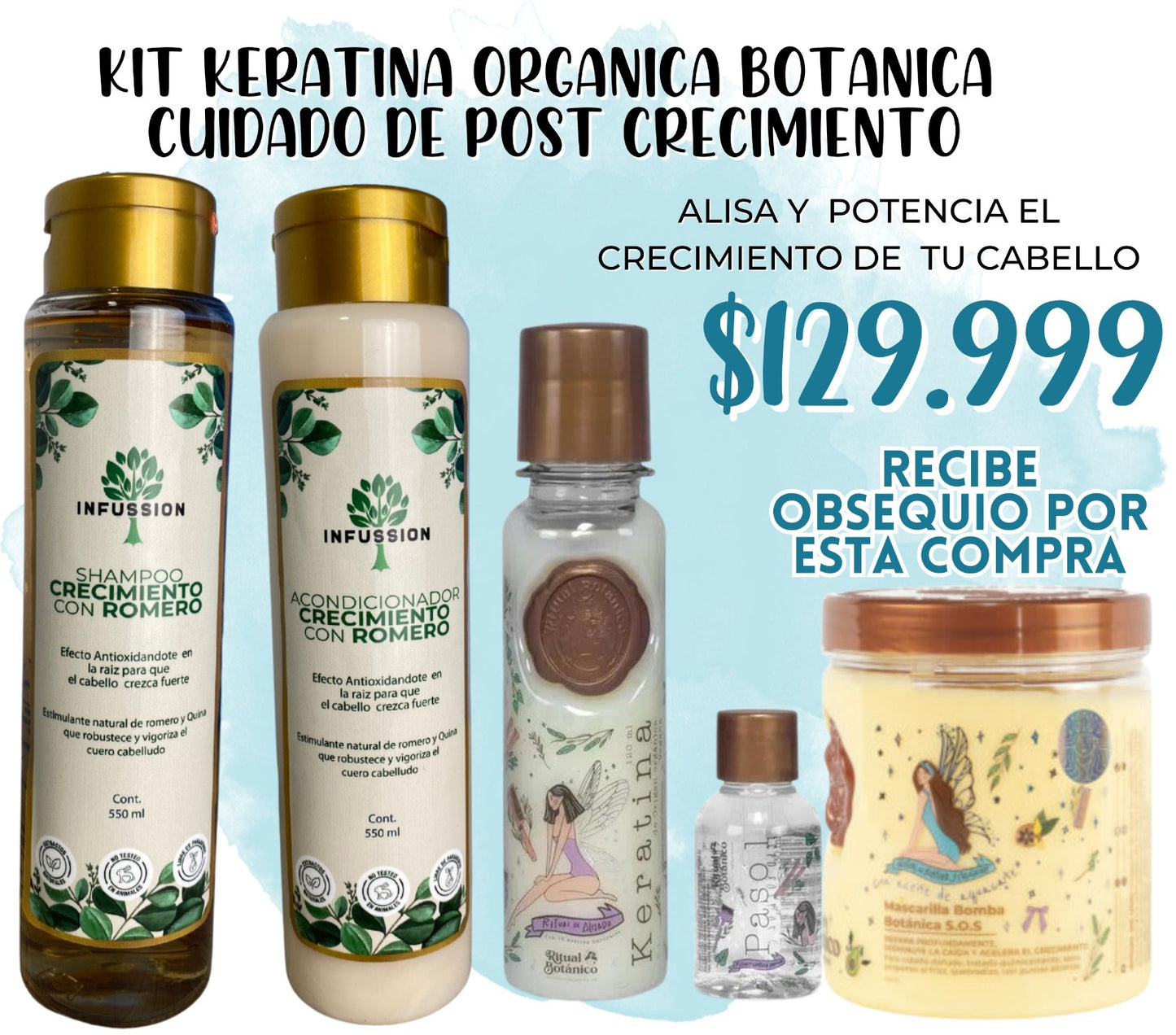 KIT KERATINA ORGANICA BOTANICA CON POS CUIDADO CRECIMIENTO