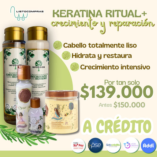 PROMOCION KERATINA RITUAL 125 ML + CRECIMIENTO Y REPARACION (CON BOMBAAA) PRECIO  AHORA 139.000 ANTES 155.000