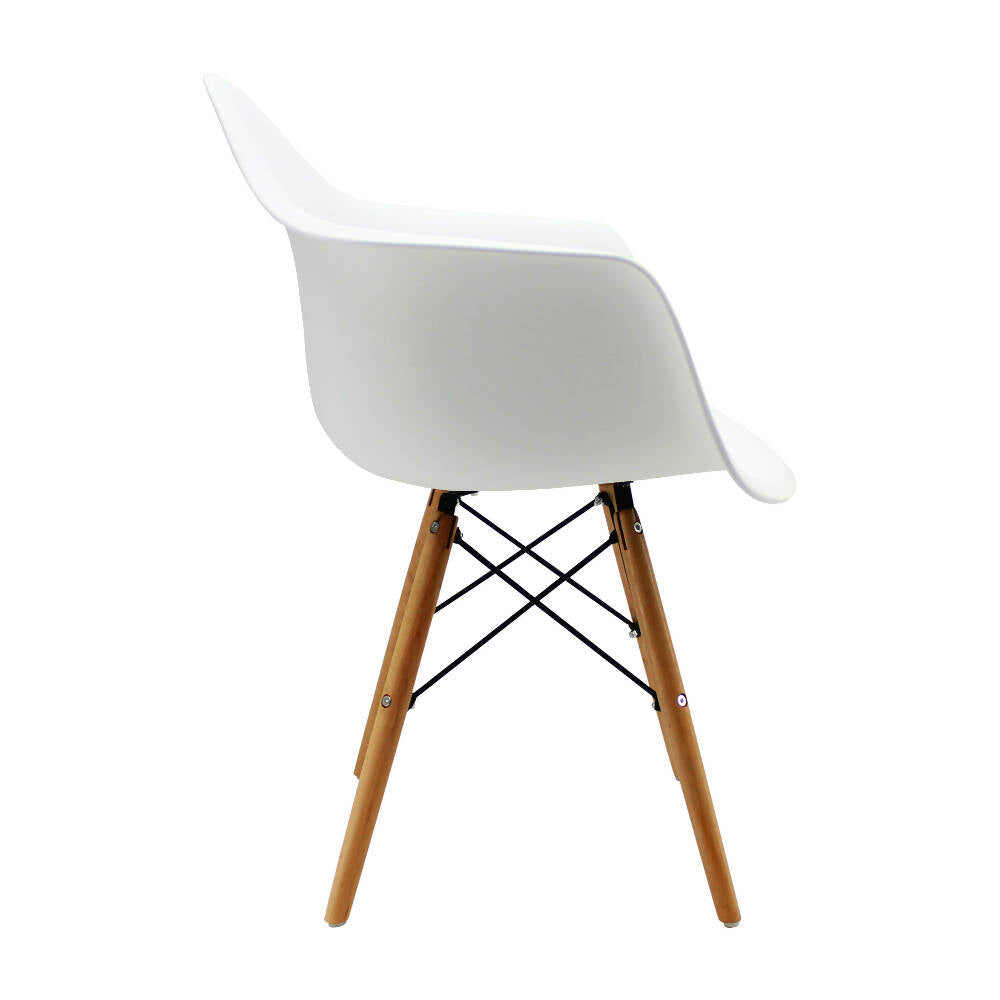 Silla Eames Con Brazos Patas en Madera - Blanca