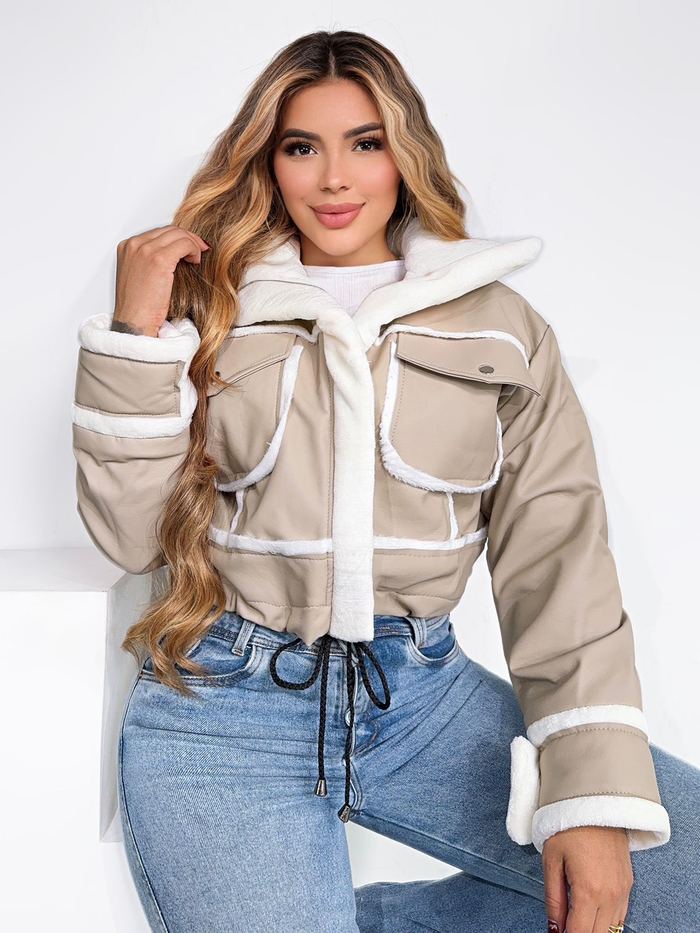CAZADORA Beige/Blanco