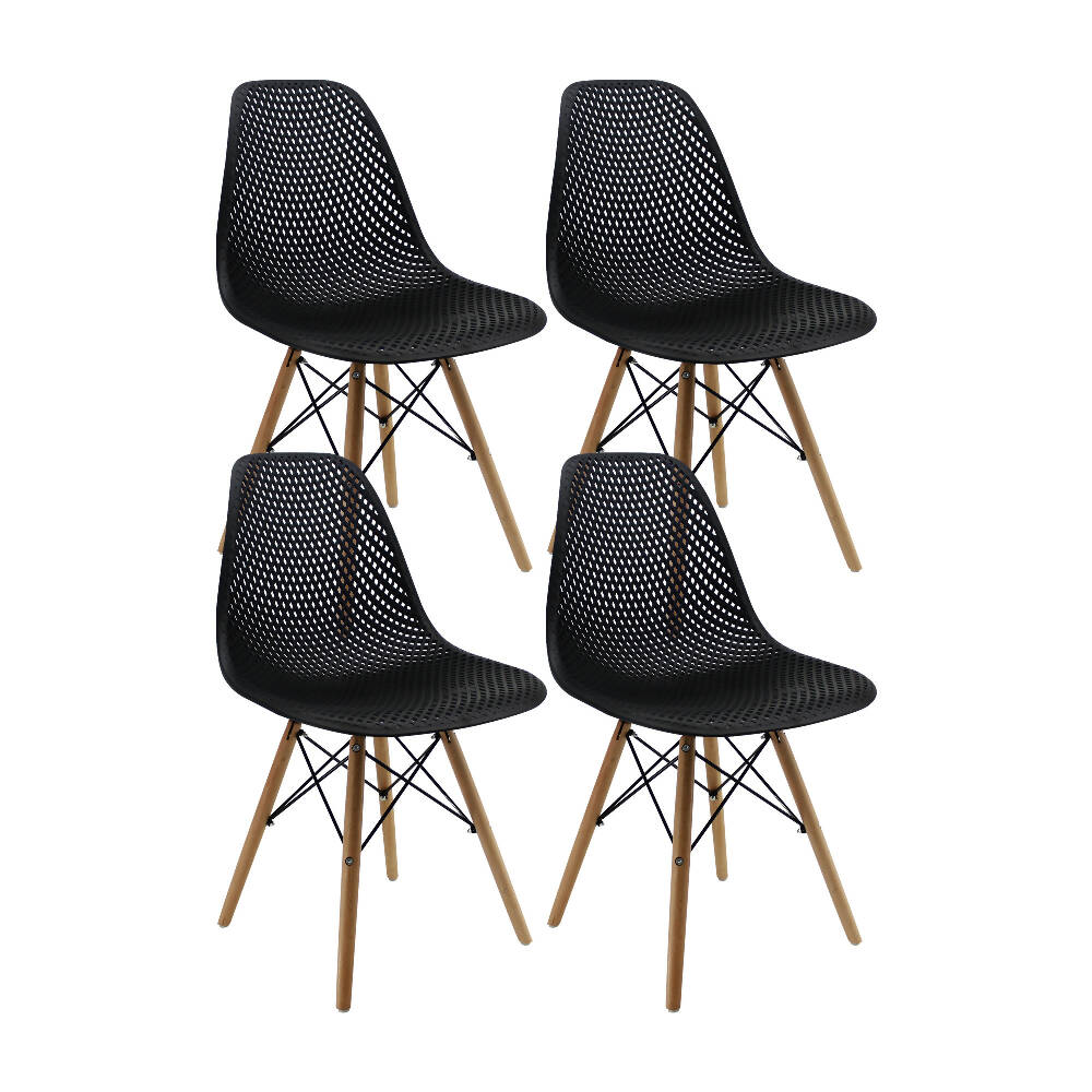 Kit por 4 Silla Air Eames Para Sala Comedor Restaurante - Negra