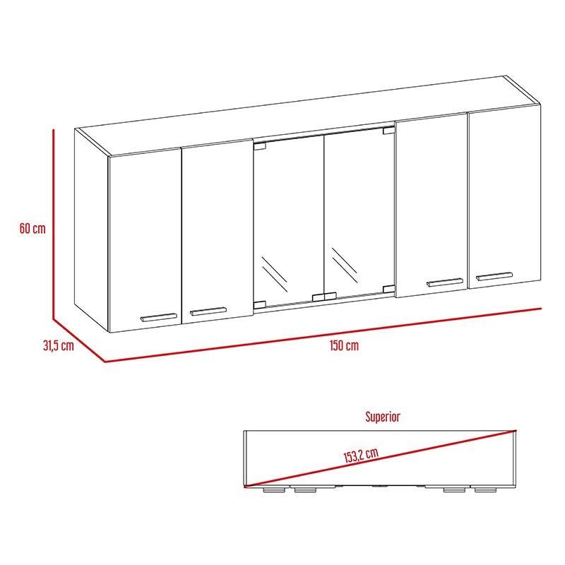 Gabinete Superior Vega color Blanco y Wengue para Cocina.