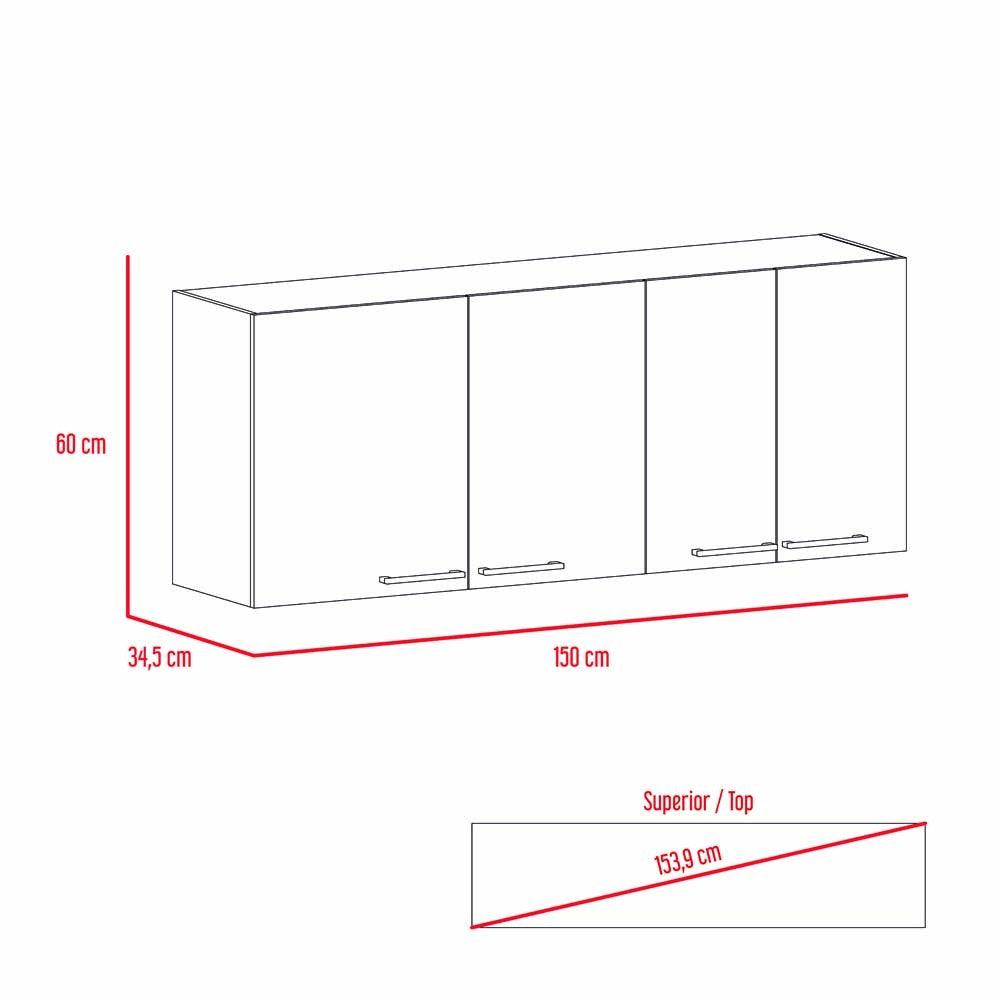 Gabinete Superior Ursa color Blanco y Wengue para Cocina.