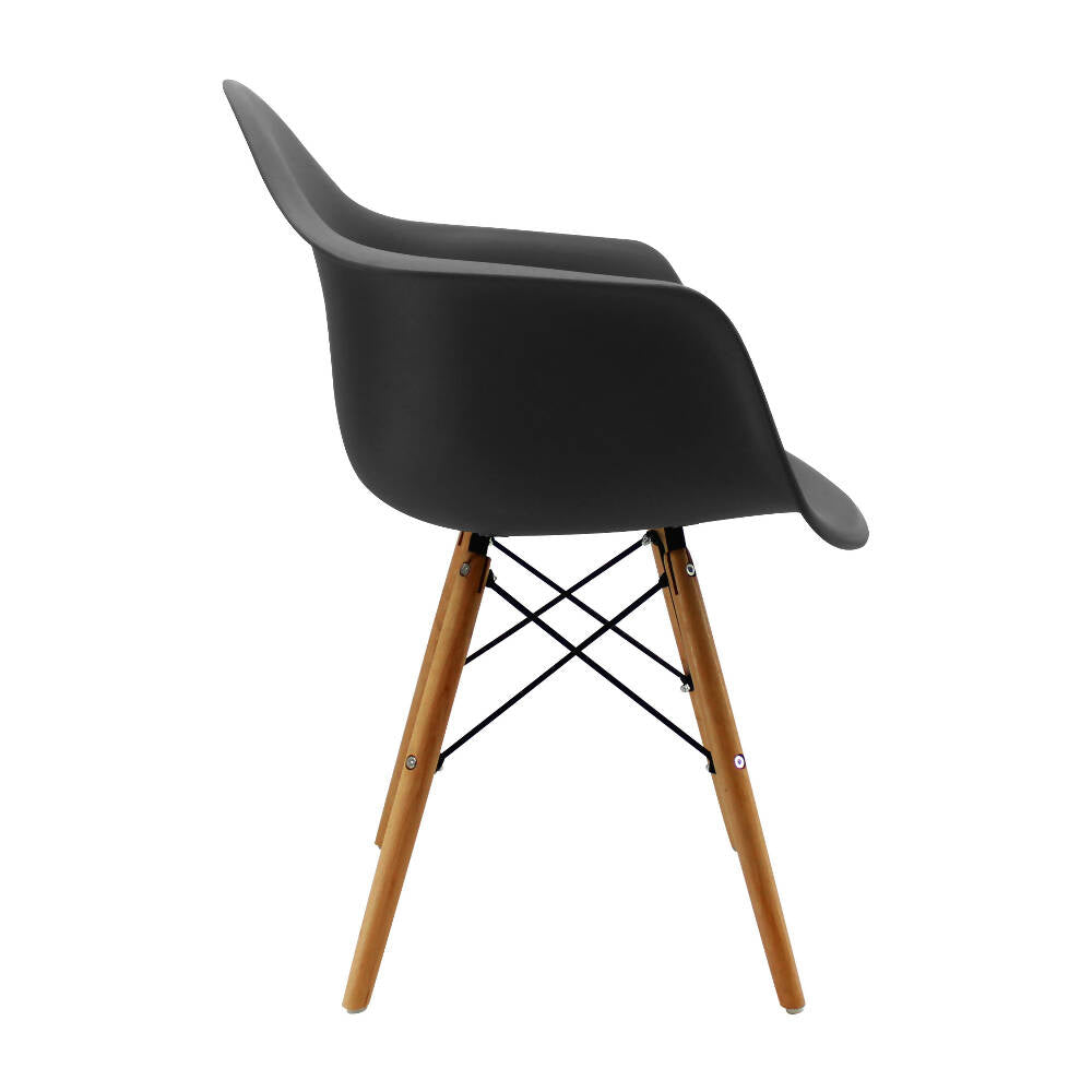 Silla Eames Con Brazos Patas en Madera - Negra