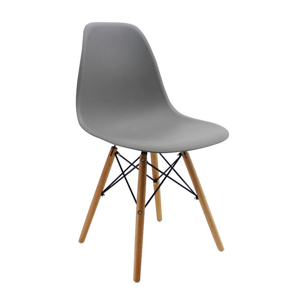 Kit por 4 sillas Eames Patas En Madera para comedor, sala, restaurante - Gris - VIRTUAL MUEBLES