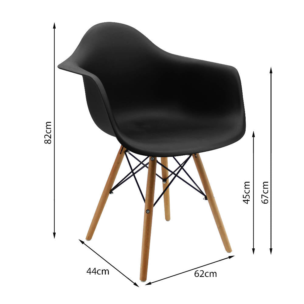 Silla Eames Con Brazos Patas en Madera - Negra