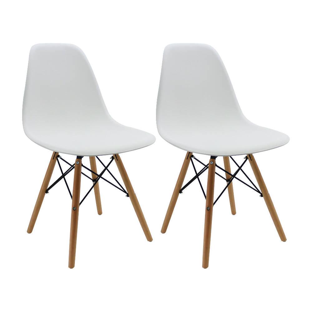 Kit por 2 sillas Eames Patas En Madera para comedor, sala, restaurante - Blanca - VIRTUAL MUEBLES