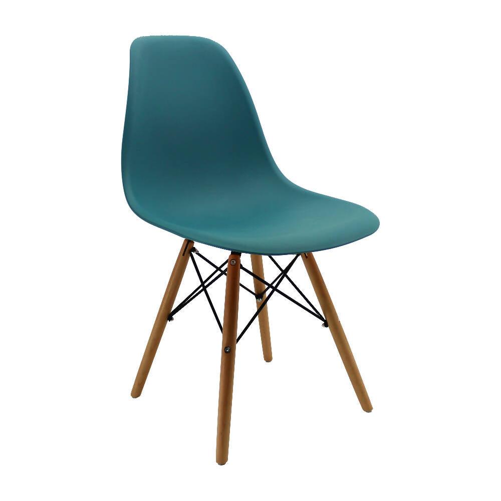 Silla Eames Patas En Madera para comerdor, sala, restaurante - Azul petroleo - VIRTUAL MUEBLES